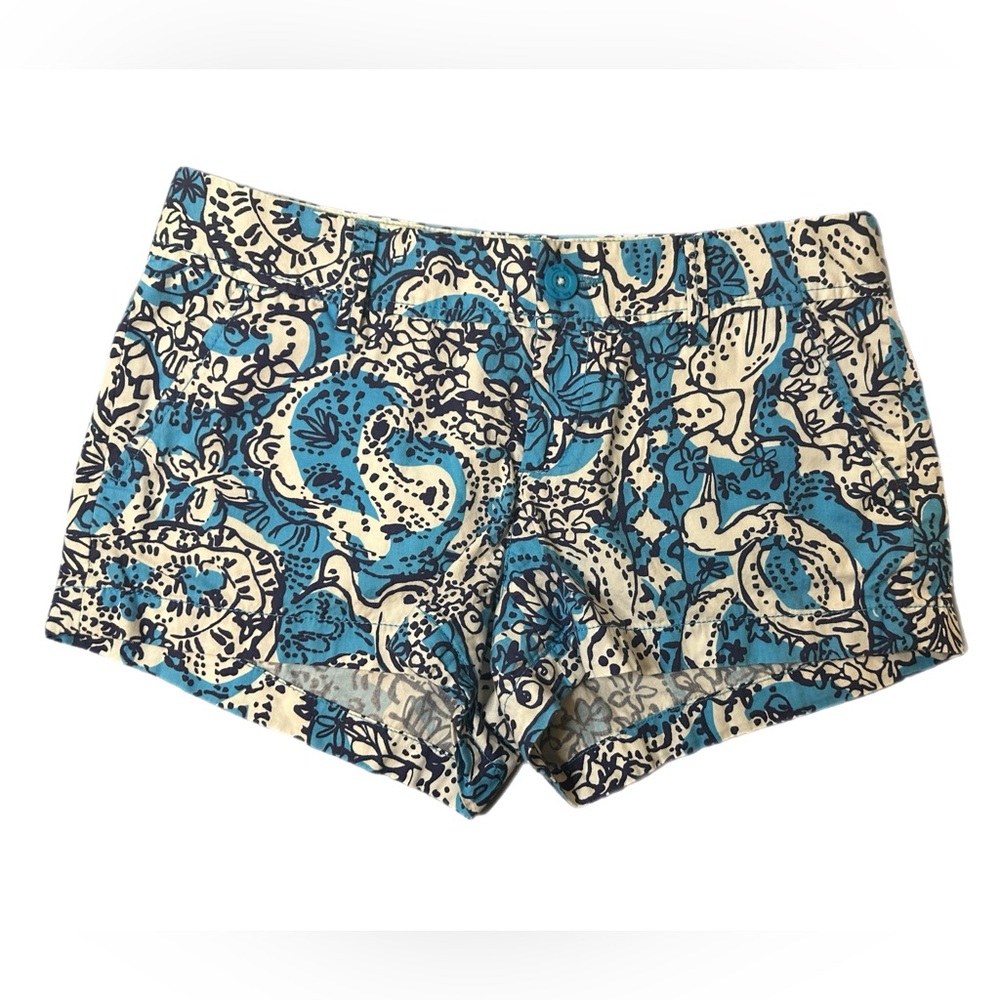 Lilly Pulitzer beach cotton shorts, size 6, the Walsh shorts, blue and white